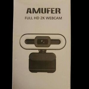 2K Webcam with Microphone, AMUFER USB Camera with Ring Light Streaming Web Camer